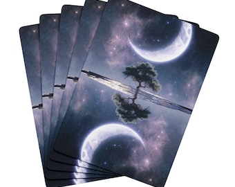 Baraja de cartas de póker Árbol Iluminado por la Luna / Baraja Cielo Nocturno Cósmico