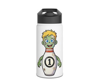 Botella de agua infantil con diseño de bolos de zombi / Botella de acero inoxidable