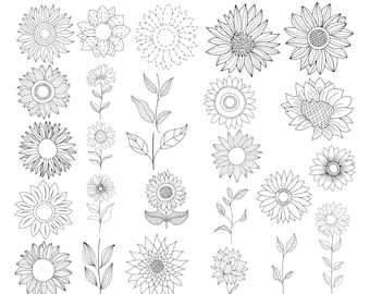 Bundle SVG fleurs sauvages, clipart esquisse florale (téléchargement numérique)