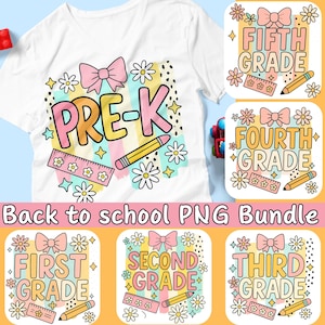 Preppy Back to School PNG Bundle, Teacher Coquette First Day of School Shirt Design, Girly Pink Bow Sublimation, Pre-k 1st/2nd/3rd/4th Grade