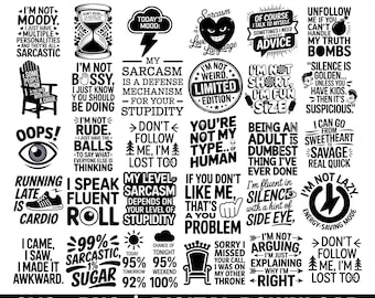 Funny Sarcastic Quotes SVG Bundle (PNG)