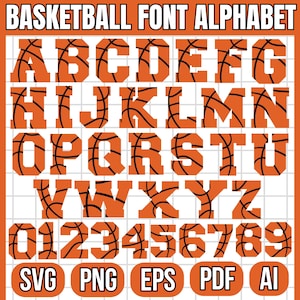 Basketball Alphabet SVG, Basketball Font SVG, Basketball Letters Svg, Numbers SVG, Sport Alphabet Svg, Sport Font Svg, Printable Clipart