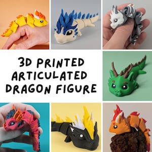 3D Printed Articulated Dragon Figure – Poseable Fantasy Toy or Keychain | Set of 1–7 | Fidget Collectible | 10cm Desk Pet | Mythical Decor