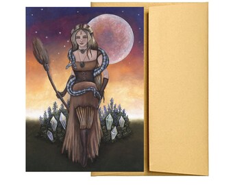 Gemini Zodiac Witch Greeting Card