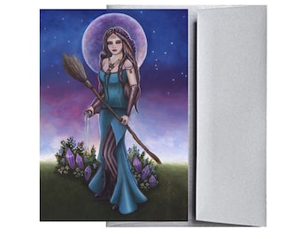 Aquarius Zodiac Witch Greeting Card