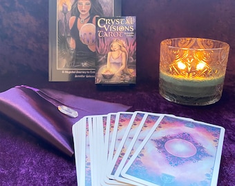 Crystal Visions Tarot Deck and Book Set: Purple Satin Bag, Quartz Crystal