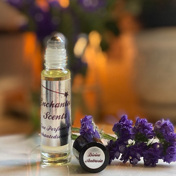 Divine Ambrosia Roll-On Perfume Oil: A magical blend of ripe fruit, sweet coconut, exotic spices, honey, and vanilla.