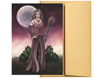 Taurus Zodiac Witch Greeting Card