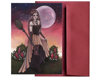 Leo Zodiac Witch Greeting Card