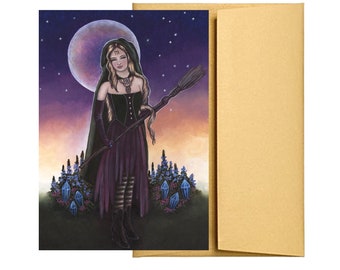 Virgo Zodiac Witch Greeting Card