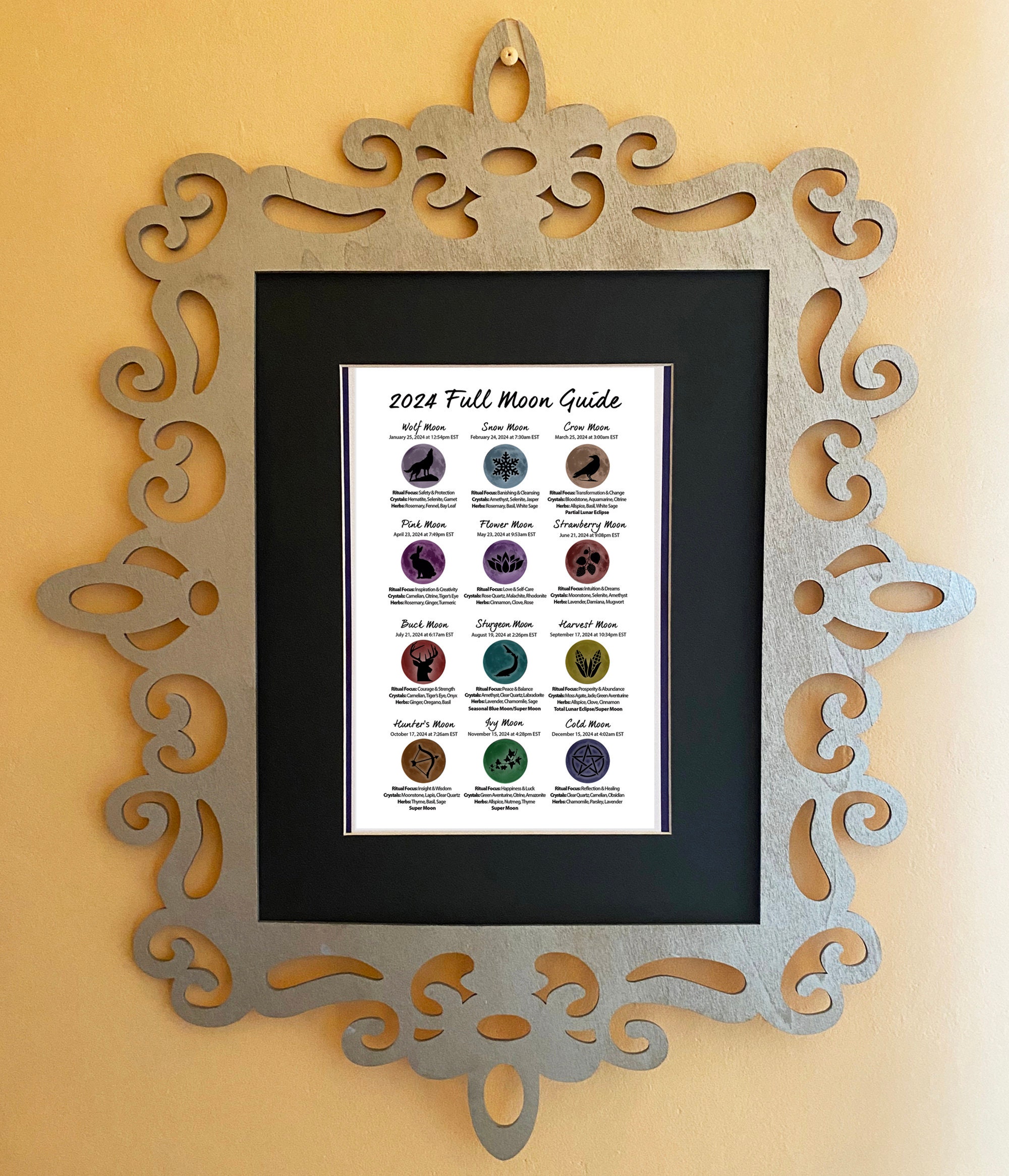2024 Full Moon Guide Calendar of 12 Full Moons, Intentions, Crystals