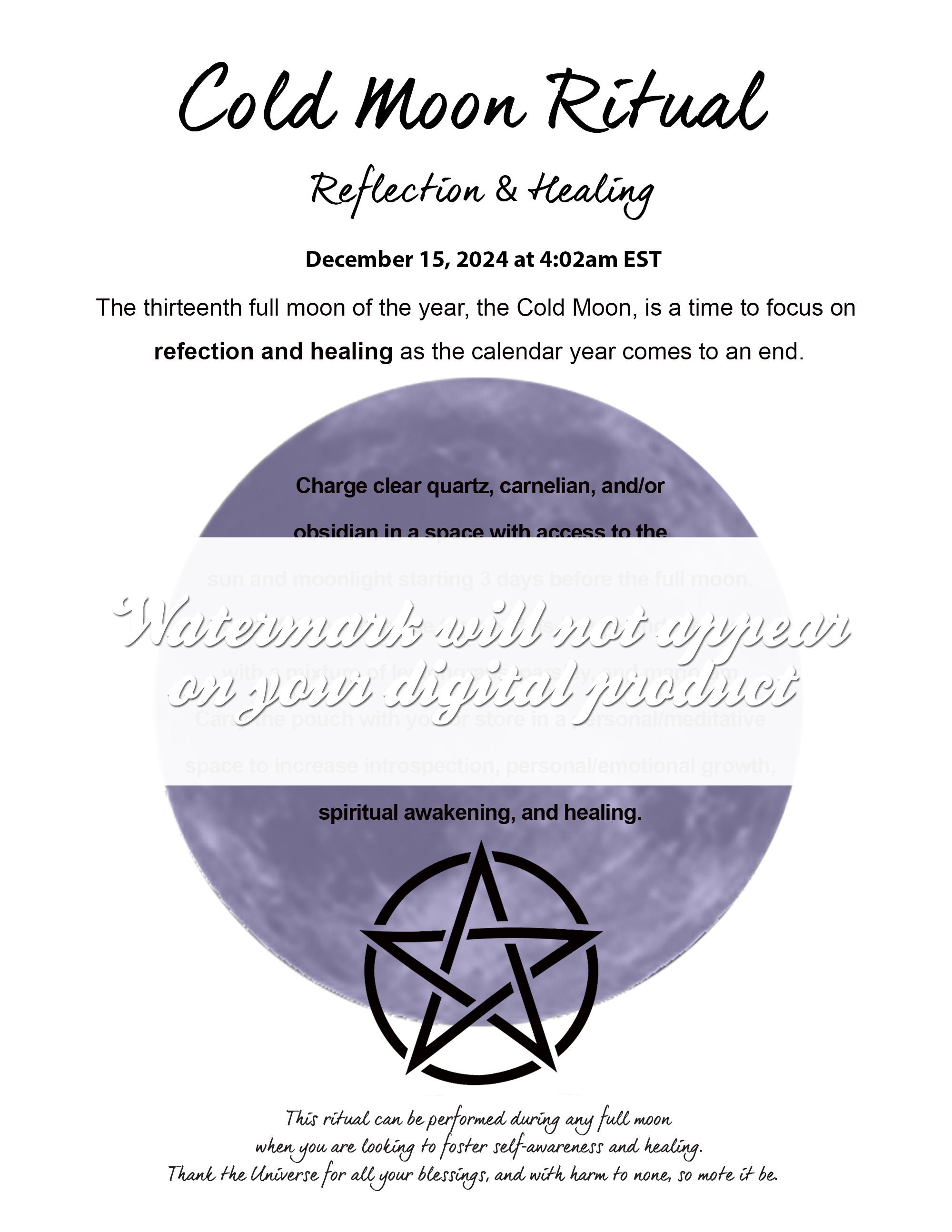 2024 Full Moon cold Moon Ritual Instructions for Reflection & Healing Etsy