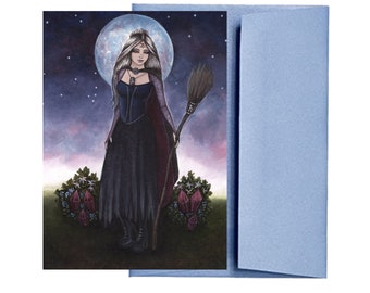 Capricorn Zodiac Witch Greeting Card