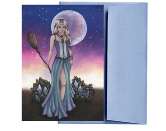 Pisces Zodiac Witch Greeting Card