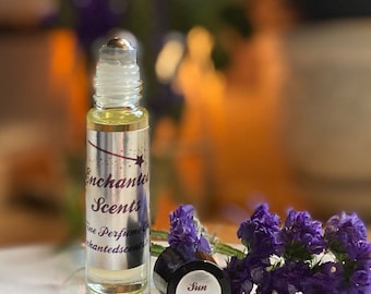 Sun Goddess Roll-On Perfume Oil: The empowering aroma of white musk, sage, citrus, lavender, and vanilla.