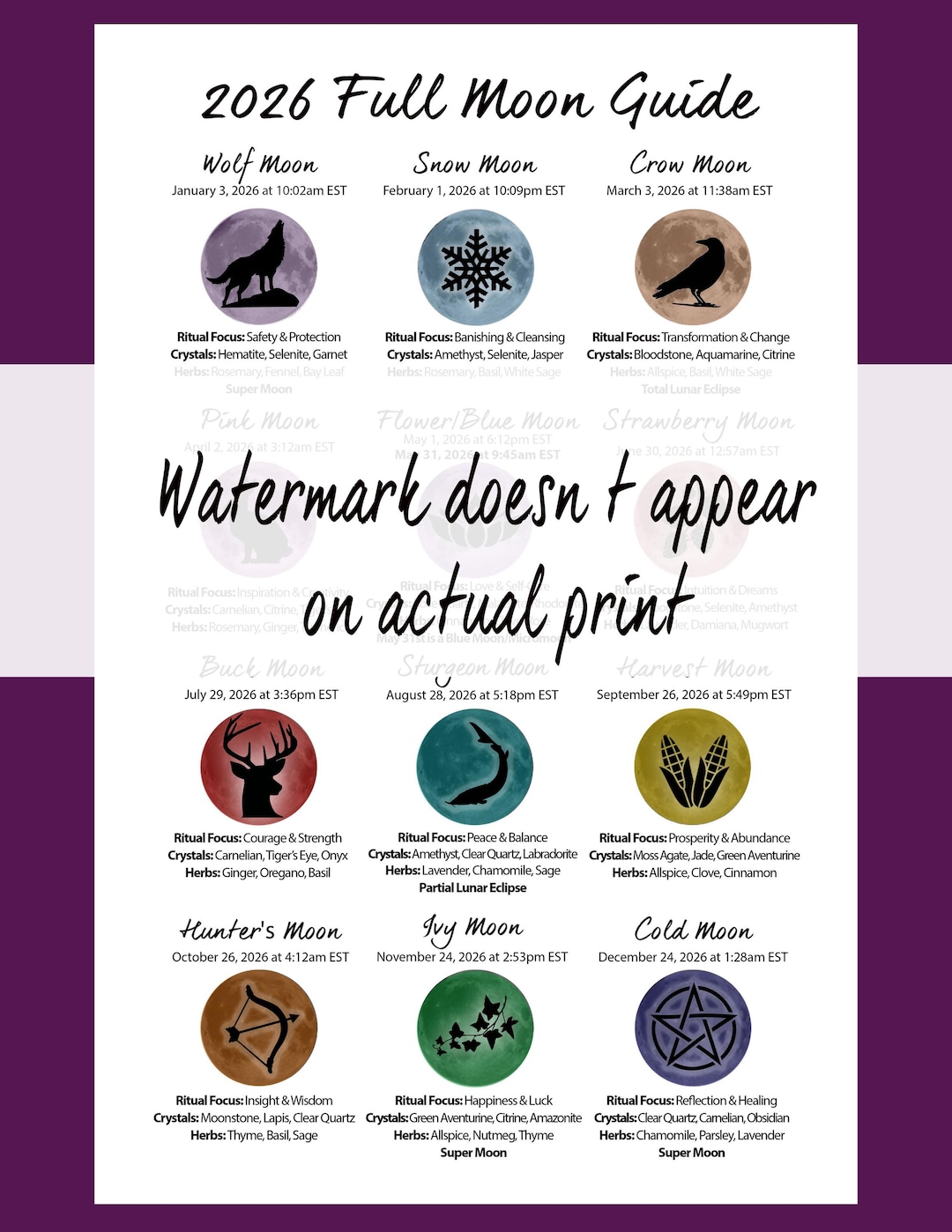 2026 Full Moon Guide: Calendar of 12 Full Moons, Intentions ...