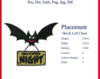 Halloween-Stickerei, Fledermaus | Sign (Digitale Datei