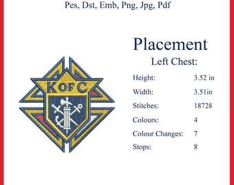 Wzory haftu z logo Rycerza Kolumba Tajima Wilcom Naszywki na zamówienie