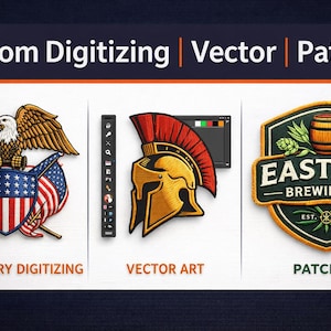 Custom Embroidery Digitizing, Vector Art, Patch Design Service