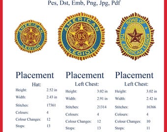 Naszywka z haftowanym logo American Legion Custom Embroidery wilcom tajima dst pes