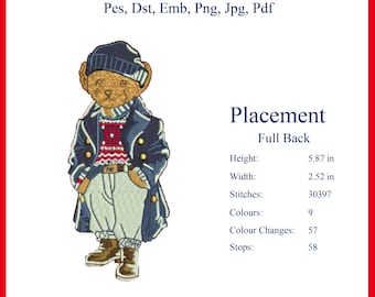 Fashion Bär Stickdatei, Stickdatei Trendy Bekleidung Stichdatei (Digitaler Download)