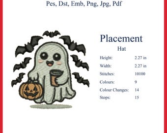 Geist Stickdatei | Halloween Maschinenstickdatei (2.27 x 2.27)