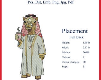 Arabisch Kamel Stickdatei | Naher Osten Thobe (Digitaler Download)