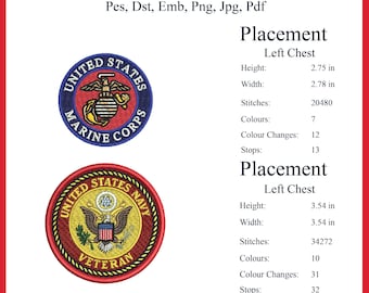 Marine Corps Design US Navy Design Embroidery machine Tajima wilcom Custom Logos Patches