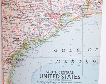 1961 National Geographic Map of South Central United States