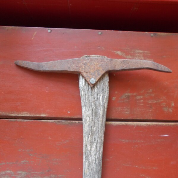 Antique Iron City Pickaxe-Prospecting Mining Railroad Axe-1 Up-1 Down-One Of A Kind YARD ART!!