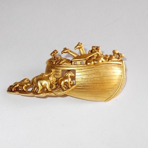 Vintage AJC Arche Noah Brosche oder Pin mit 9 Paar Tieren