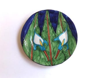 Gorgeous Mexican Talavera Round Redware Art Pottery Plate-7.75" Diameter-Marked "For Decoration Only"