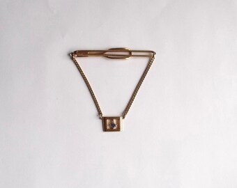 Vintage 1940s SWANK Masonic Freemasonry Gold Tone/Brass Tie Clip