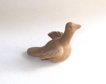 Vintage 40s/50s Unpainted Primitive Mexican Rough Clay-Adobe? Dove-Spread Wings