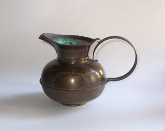 Vintage Craftsman Copper Pitcher #303-Hand Crafted-GREAT Patina-Lg Handles-#2-Nice Patina
