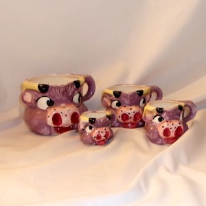 Vintage 1960s Thames Purple Cow Measuring Cups-Complete set of 4