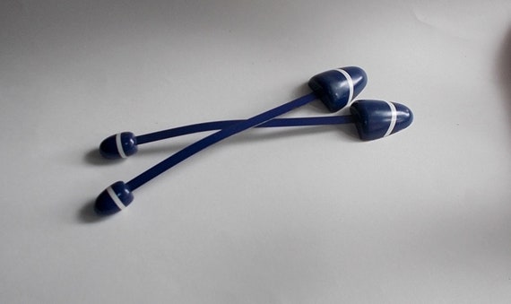 Vintage 1930s or 1940s Pair of Small Navy Blue & W