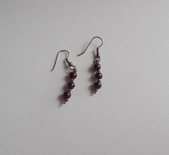 Vintage Darling Purple Glass Bead Dangle Pierced … - image 2