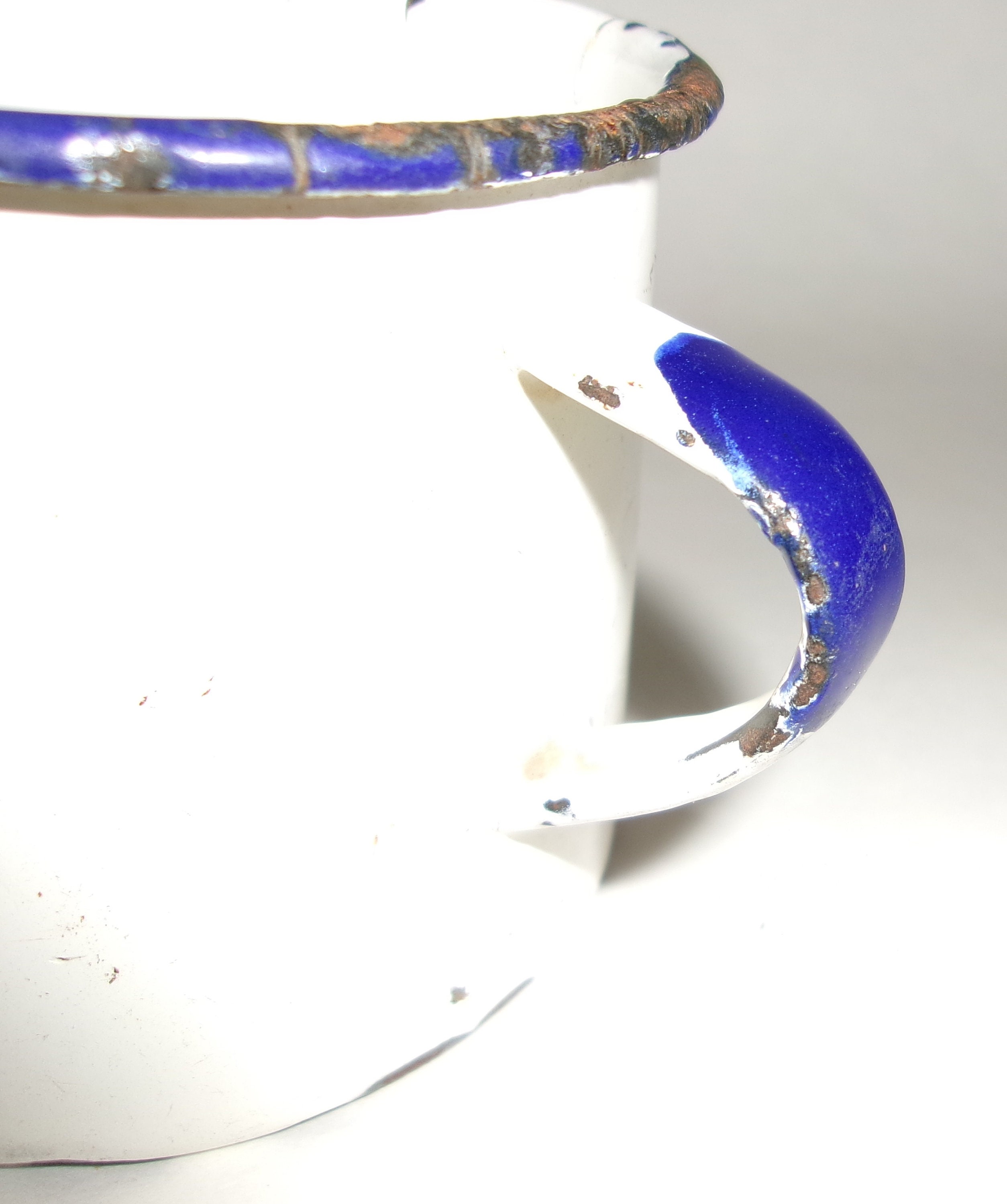 Vintage 1950's or 1960's Enamelware Coffee Cup-coffee Mug-white W Blue Trim  - Etsy