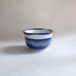 Vintage 1990s Alfredo Ibarra Handcrafted Pottery Bowl-Cobalt Blue & White-Glazed