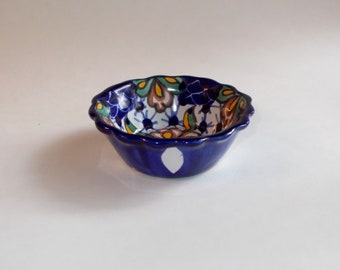 Vintage 90s Mexican Talavera Small Pottery Bowl-Bright Talavera Colors-Great for Rings, Trinkets