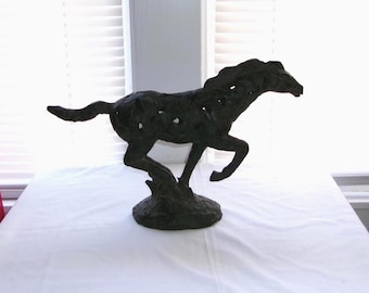 Vintage 1990s Resin Running Horse Sculpture
