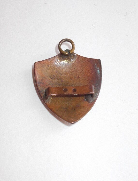 Vintage Copper Enamel Guilloche Pendant or Slide … - image 3