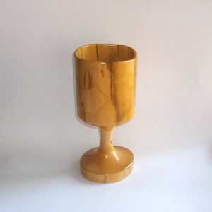 Vintage Hand Carved Hackberry Wood Chalice or Cup or Goblet-10-1/2&quot; Tall-Signed-Unusual Shape
