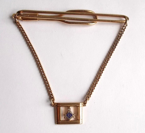 Vintage 1940s SWANK Masonic Freemasonry Gold Tone… - image 2