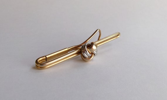 Vintage 1940s/1950s SWANK Tie Bar w Bow Knot-Mark… - image 1