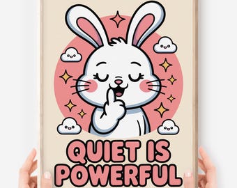 Póster "El silencio es poder": Decoración kawaii para el aula, imprimible para aprendizaje socioemocional (descarga digital)