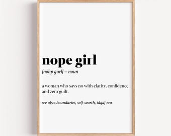 Nope Girl Definition Print: Feminist Wall Art (Digital Download)