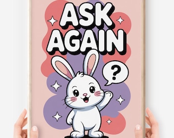 Póster de conejo "Pregunta otra vez": Decoración para el aula SEL (Descarga digital)