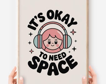 Póster "Está bien necesitar espacio": Arte mural de aprendizaje socioemocional para niños (descarga digital)
